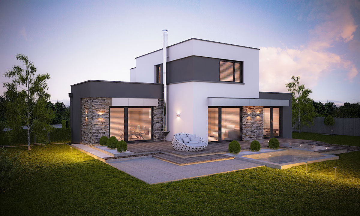 biwa Projekt domu s plochou strechou - vizualizácia 01