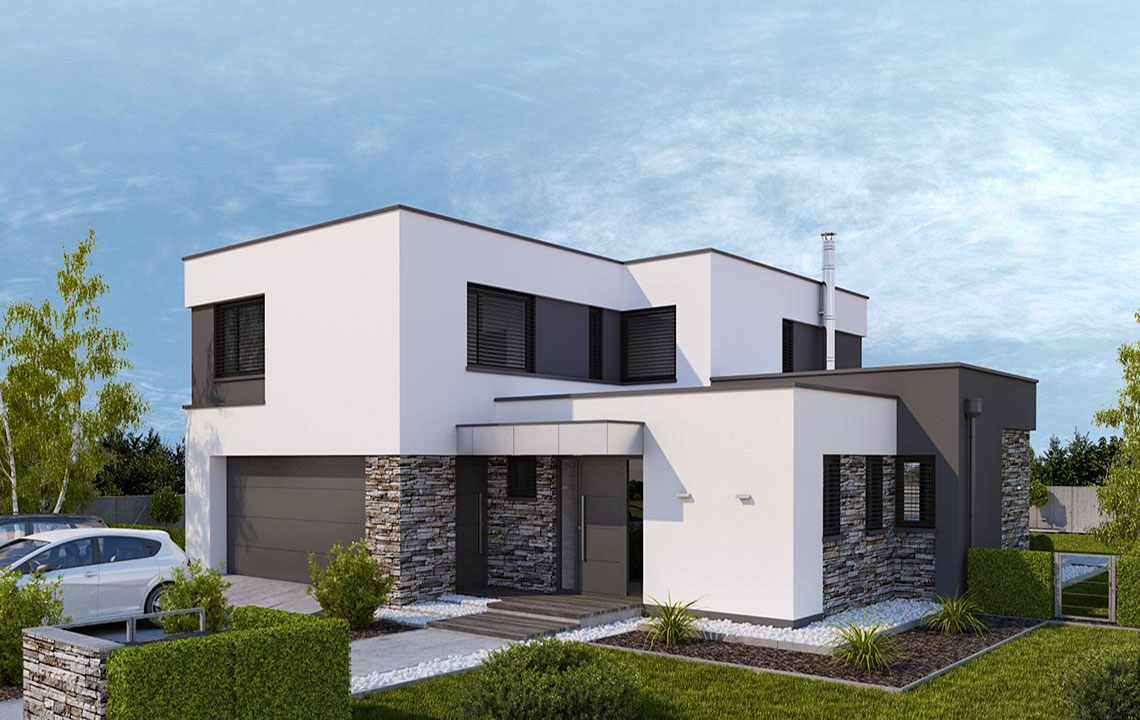 biwa Projekt domu s plochou strechou - vizualizácia 02