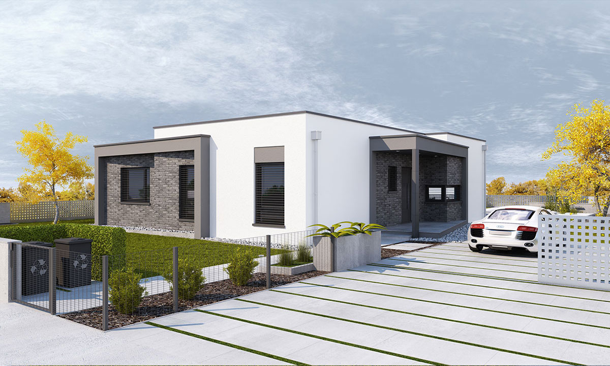 cuatro Bungalov s plochou strechou - vizualizácia 02