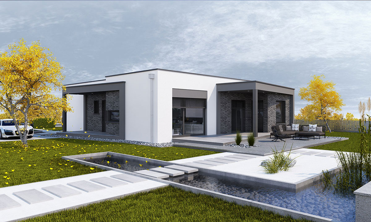 cuatro Bungalov s plochou strechou - vizualizácia 03