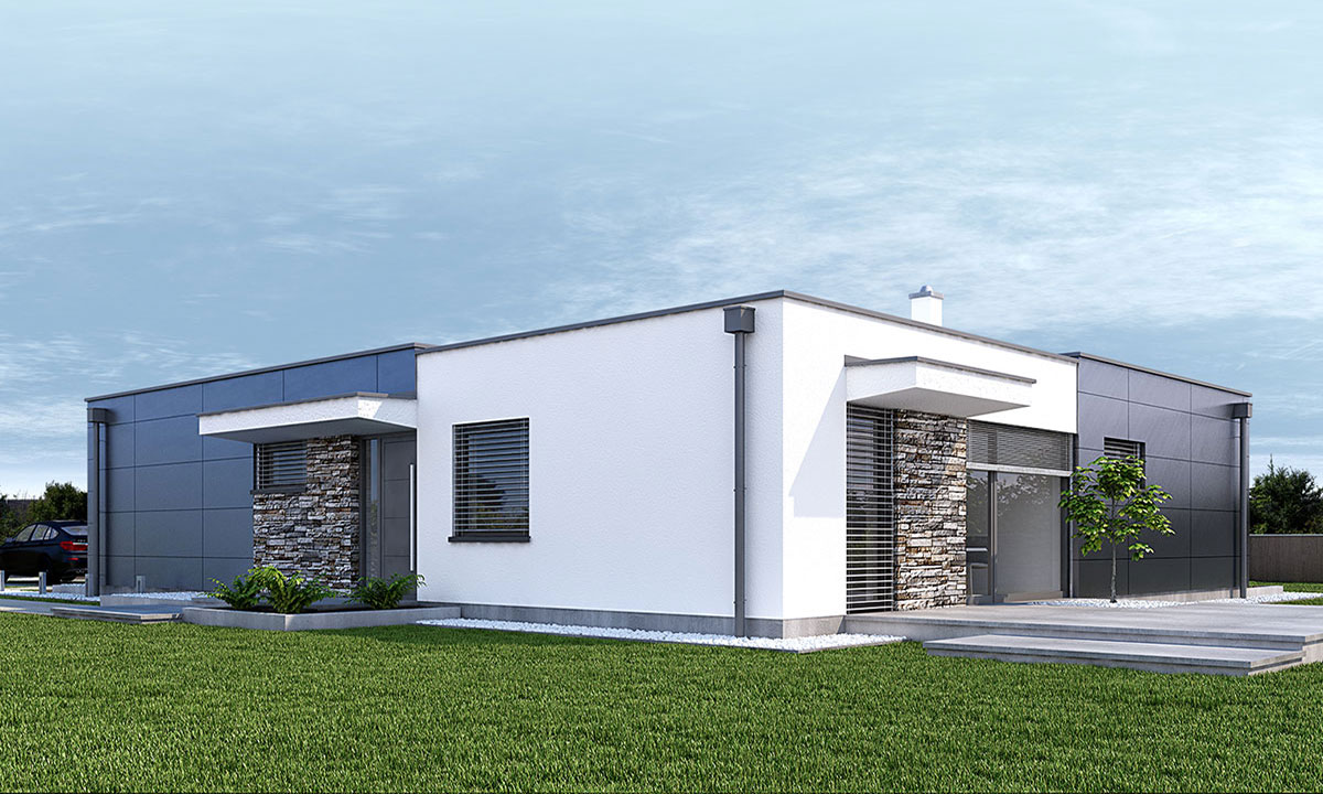 dahu Projekt domu s plochou strechou - vizualizácia 02