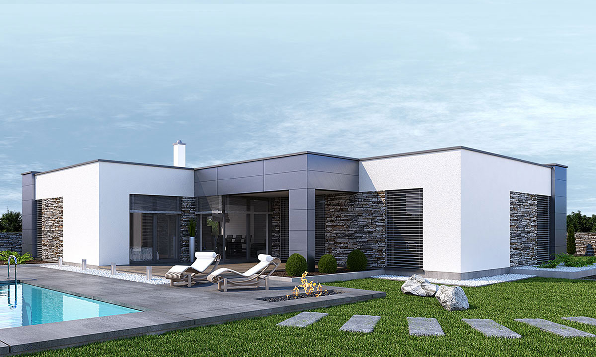 dahu Projekt domu s plochou strechou - vizualizácia 03