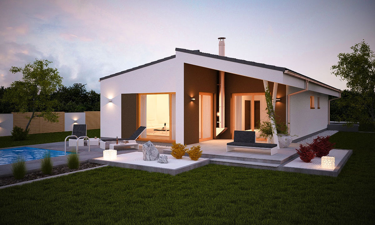 guqin Bungalov na úzke pozemky - vizualizácia 01