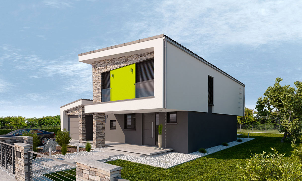 vielle Projekty domov s pultovou strechou - vizualizácia 02