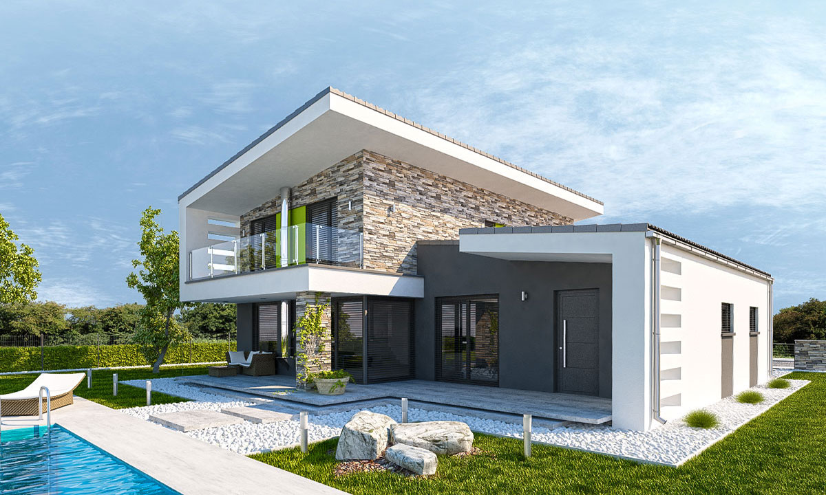 vielle Projekty domov s pultovou strechou - vizualizácia 03